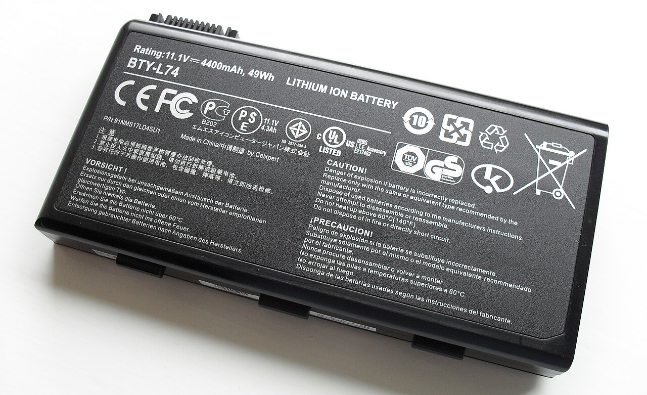 Li ion battery from a laptop computer.